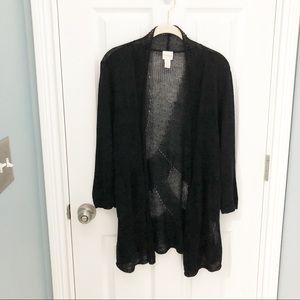 CHICO’S OPEN FRONT BLACK CARDIGAN SIZE L/3 F16